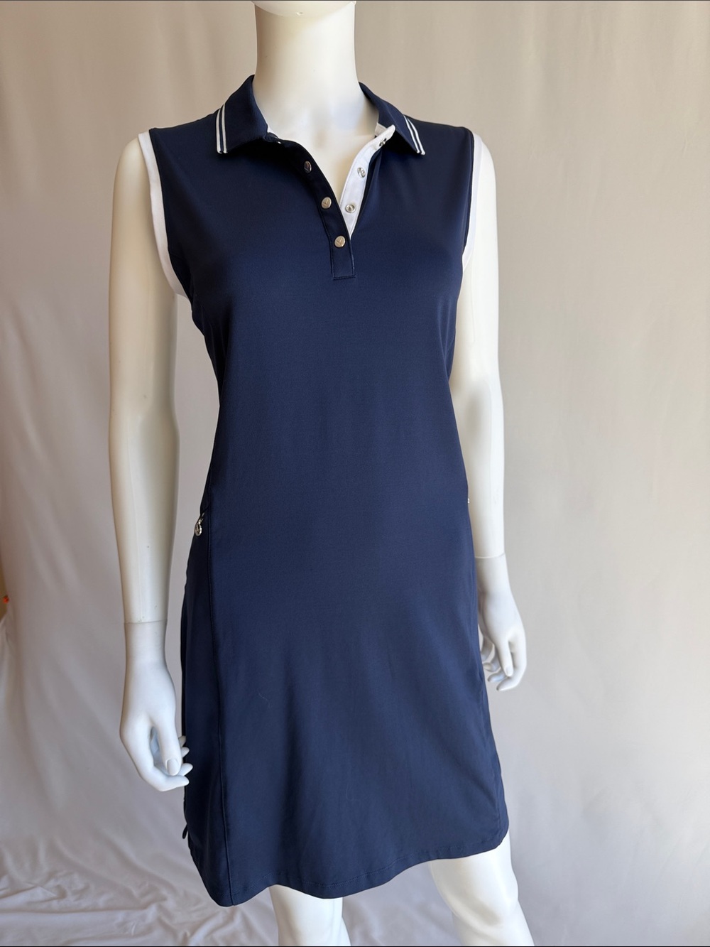 Callaway Navy and White Golf Sleeveless Polo Dress
